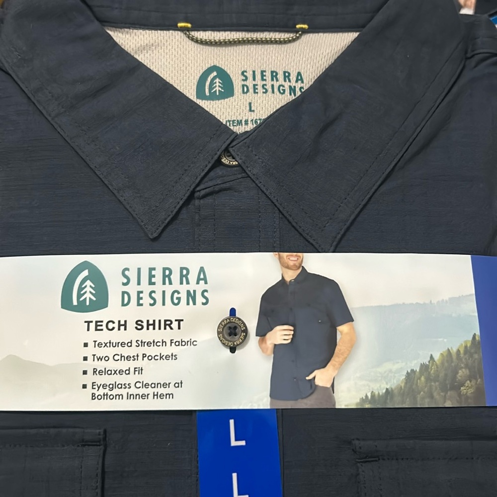 Sierra Designs outdoor button down shirt short sleeves cotton Blue NWT